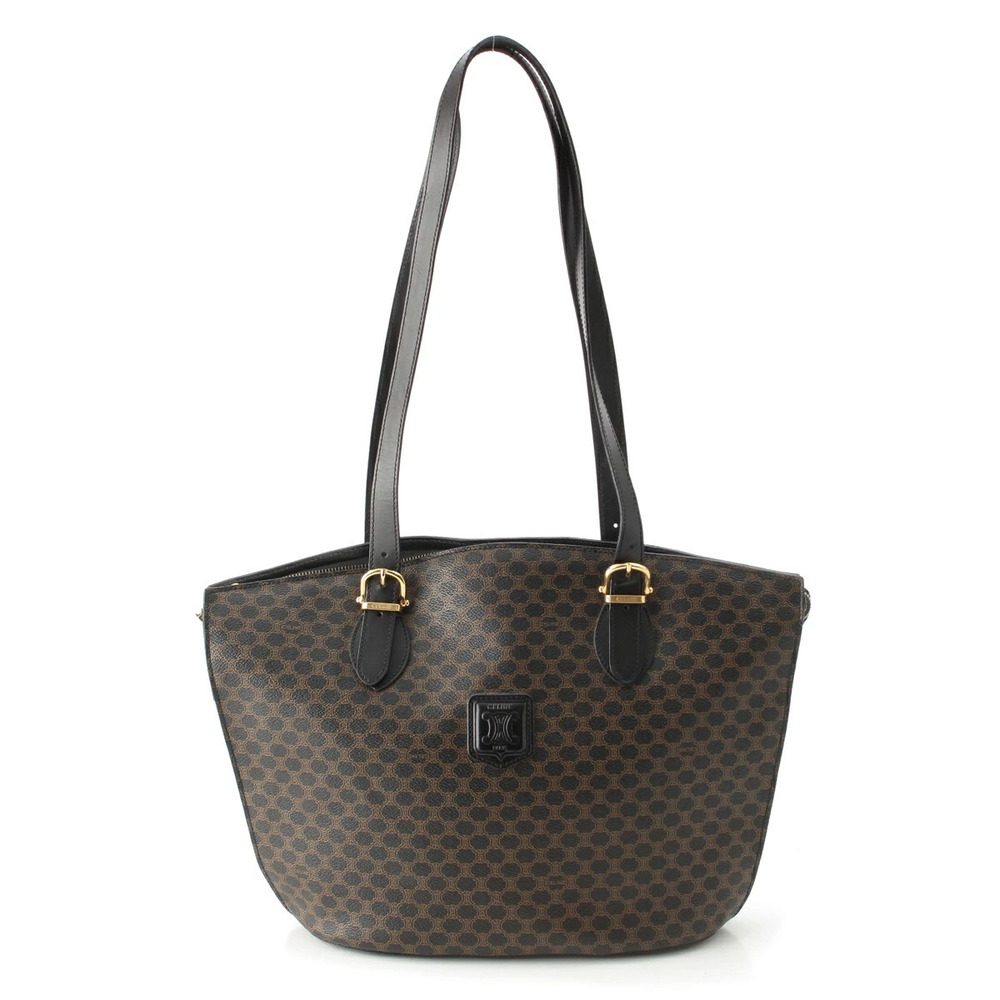 Celine Macadam Triomphe Tote Bag Black x Brown